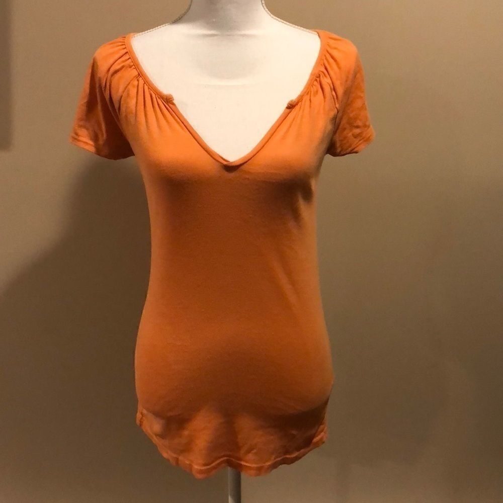 Michael Stars Orange V Neck Short-Sleeve Shirt